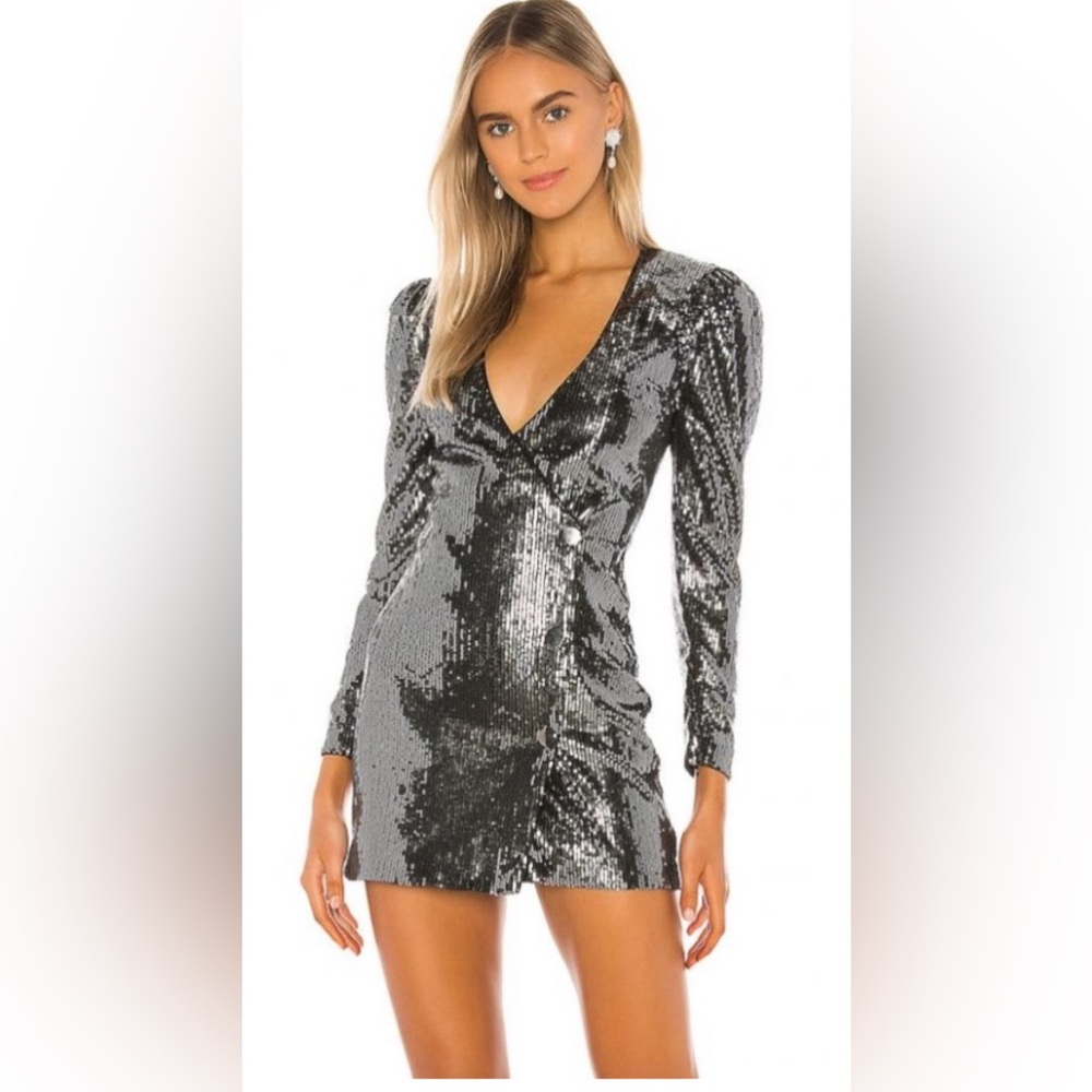 New with out tag CamilaCoelho GinetteBlazer MiniSequins Dress in Black Gunmetal
